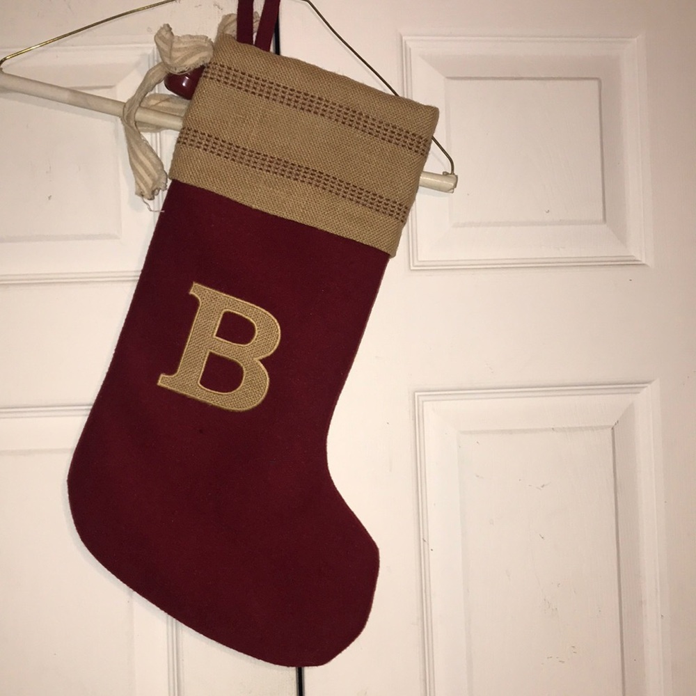Soft Fleece Stocking with “B” Initial & Bell